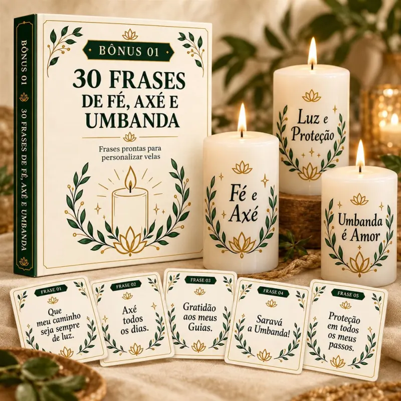 Bônus 1: 30 Frases de Fé, Axé e Umbanda aplicadas em velas