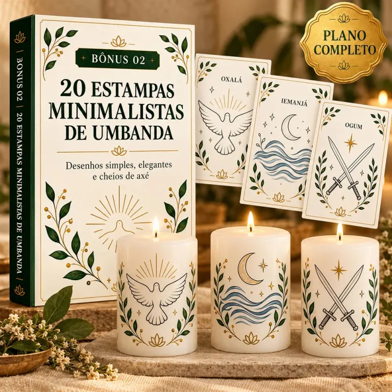 Bônus 2: 20 Estampas Minimalistas de Umbanda aplicadas em velas